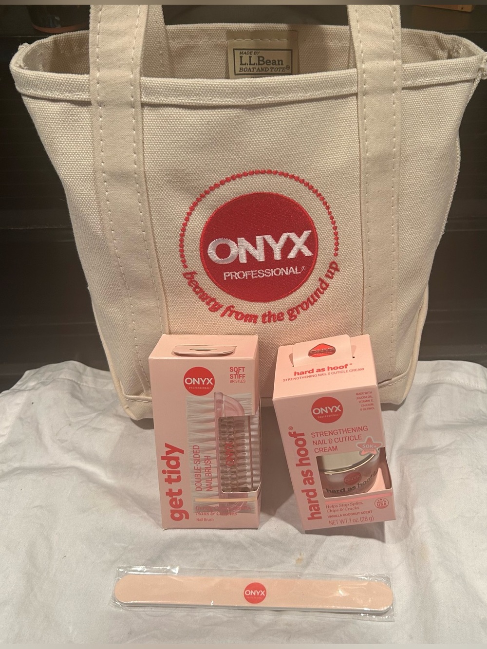 Onyx LL Bean tote & nail care